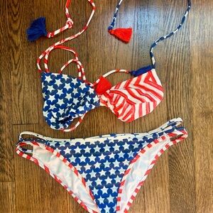 Victoria's Secret Red Blue and White Bikini Set
